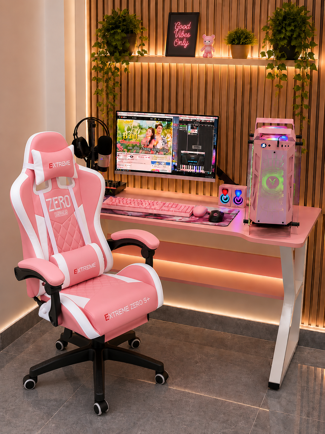 BỘ HÁT LIVE TIKTOK FULL HỒNG + BÀN GHẾ GAMING