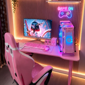COMBO PC GAMING FULL PINK DỄ THƯƠNG – CHIẾN GAME MƯỢT MÀ, TRỌN BỘ BÀN GHẾ HỒNG XỊN SÒ